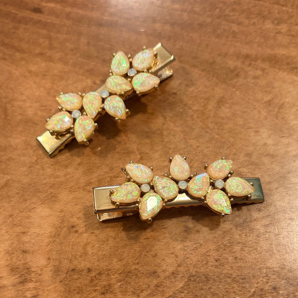 Nordstrom Gold Hair Clips with Iridescent Accents